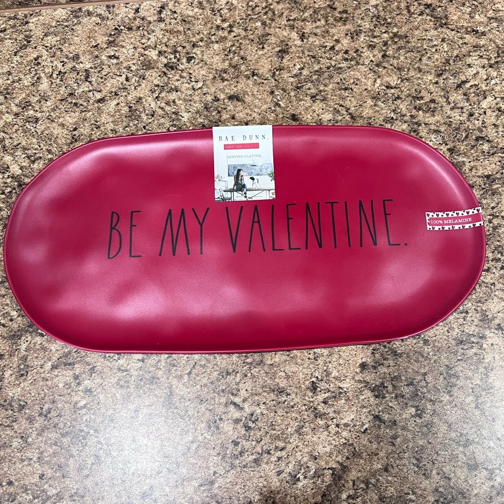 Brand new and never used Rae Dunn melamine Valentines plate